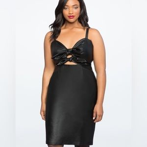 Eloquii Faux Leather Tie Bodice Dress